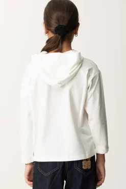 Elisabetta Franchi Bambina T-shirt Manica Lunga con CappuccioAVORIO/CAMEL-NAVY-MIMOSA