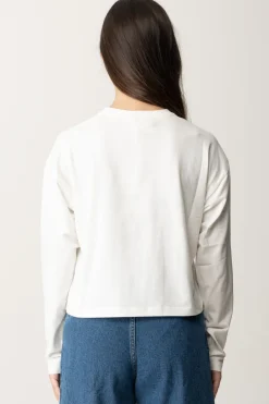 Elisabetta Franchi Bambina T-shirt Crop con Manica Lunga con LogoPANNA CHIARO