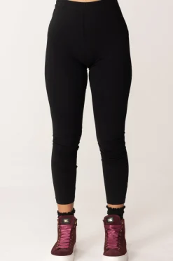 Elisabetta Franchi Bambina Leggings In Jersey con Ricamo Logo CcNERO/ROUGE NOIR-BURRO