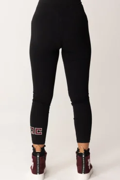 Elisabetta Franchi Bambina Leggings In Jersey con Ricamo Logo CcNERO/ROUGE NOIR-BURRO