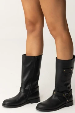 Elisabetta Franchi Bambina Stivali con Scudetto Logo CcNERO