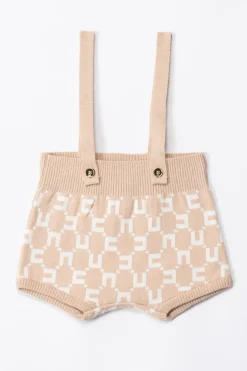 Elisabetta Franchi Bambina Pagliaccetto con Bretelle e LoghiNAKED/IVORY