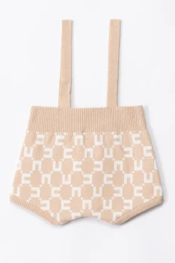 Elisabetta Franchi Bambina Pagliaccetto con Bretelle e LoghiNAKED/IVORY