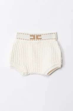 Elisabetta Franchi Bambina Tricot Shorts with LogoIVORY/SAND