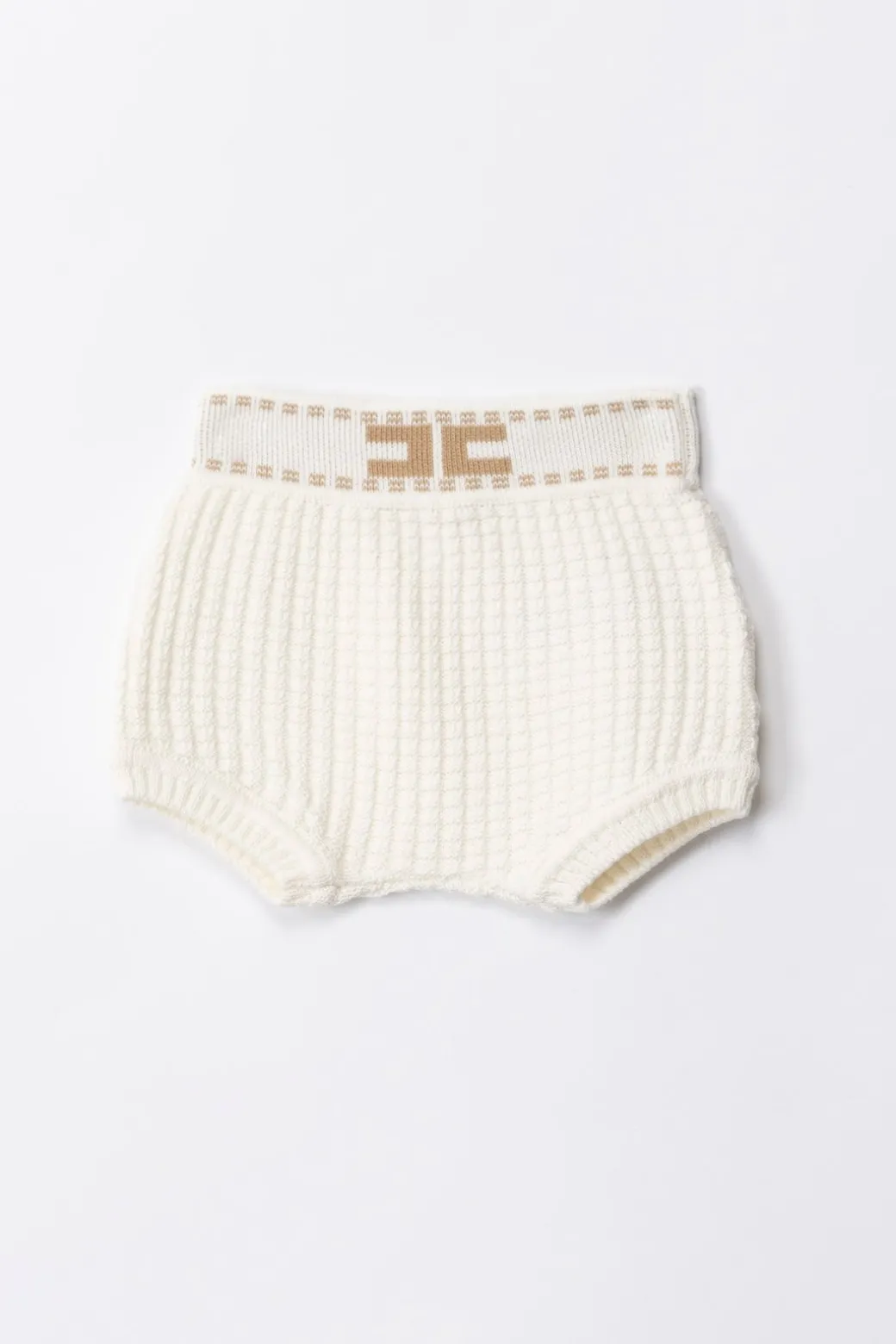 Elisabetta Franchi Bambina Tricot Shorts with LogoIVORY/SAND