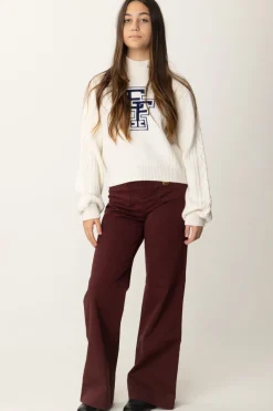 Elisabetta Franchi Bambina Maglione Dolcevita con Logo EfBURRO/NAVY