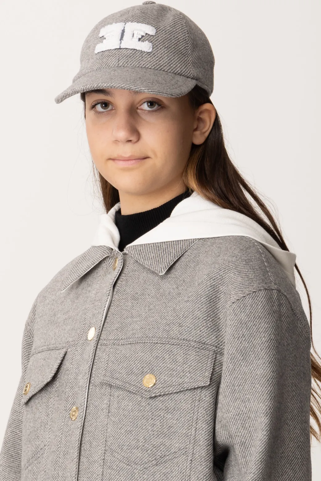 Elisabetta Franchi Bambina Cappello Da Baseball In Lana con LogoGRIGIO CHIARO/GRIGIO MEDIO