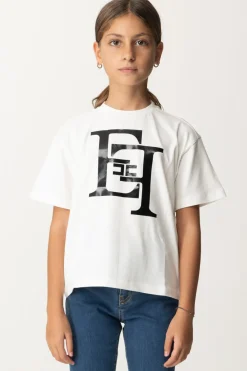 Elisabetta Franchi Bambina T-shirt con Maxi Stampa EfAVORIO STAMPA NERA
