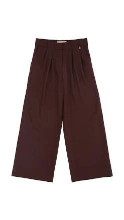 Elisabetta Franchi Bambina Pantaloni In Lana Wide Leg con PincesROUGE NOIR
