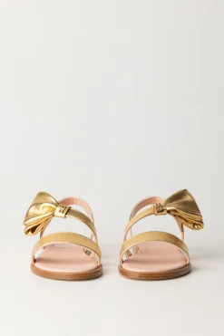 Elisabetta Franchi Bambina Sandali Flat Laminati con FioccoGOLD