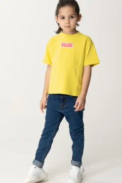 Elisabetta Franchi Bambina T-shirt con Etichetta LogoCEDAR LABEL PINK FLUO