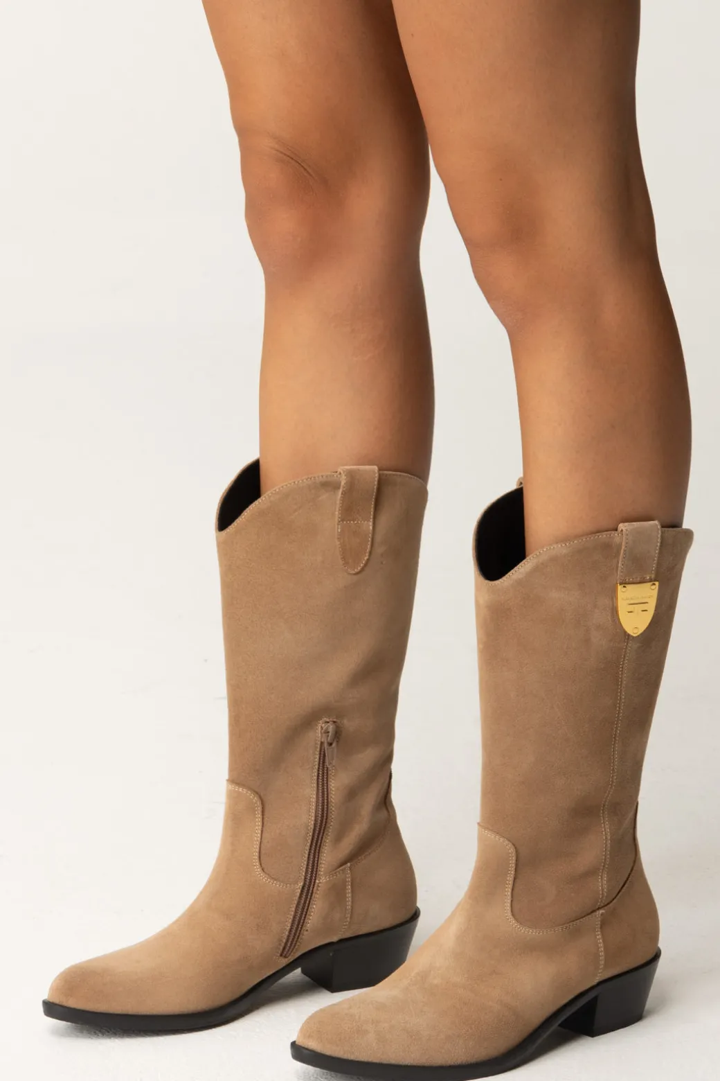 Elisabetta Franchi Bambina Stivali Texani ScamosciatiCAMEL