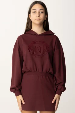 Elisabetta Franchi Bambina Abito Felpa con Cappuccio e Ricamo StemmaROUGE NOIR