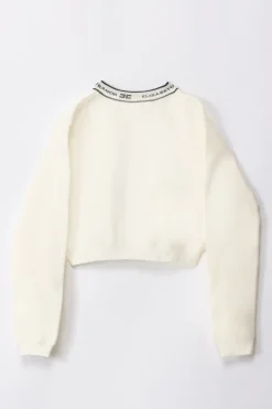 Elisabetta Franchi Bambina Cardigan Tricot con Bande LogateBUTTER/BLACK