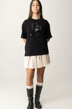 Elisabetta Franchi Bambina T-shirt con Maxi Stampa EfNERO STAMPA NERA