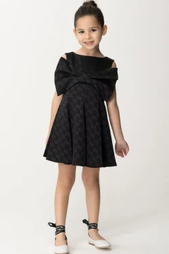 Elisabetta Franchi Bambina Abito In Raso con Maxi FioccoBLACK
