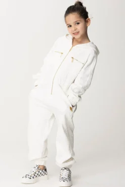 Elisabetta Franchi Bambina Tuta con Cappuccio e Logo EmbossedLIGHT CREAM