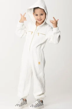 Elisabetta Franchi Bambina Tuta con Cappuccio e Logo EmbossedLIGHT CREAM