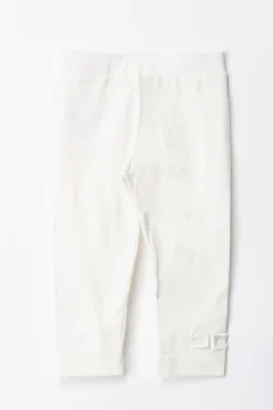 Elisabetta Franchi Bambina Leggings con Logo Cc RicamatoLIGHT CREAM