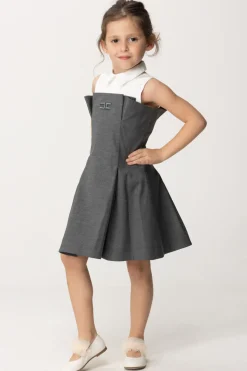 Elisabetta Franchi Bambina Abito In Fresco Lana con Colletto a CamiciaLEAD