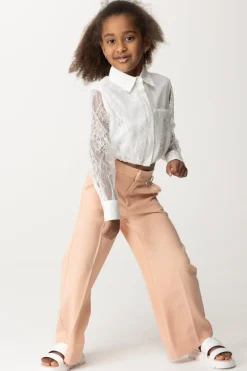 Elisabetta Franchi Bambina Camicia In Pizzo con Logo RicamatoSILK