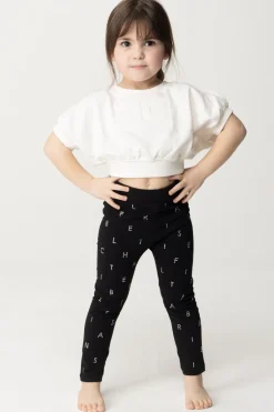 Elisabetta Franchi Bambina Leggings con Lettering In StrassBLACK