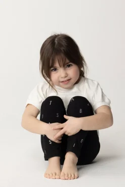 Elisabetta Franchi Bambina Leggings con Lettering In StrassBLACK