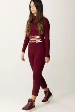 Elisabetta Franchi Bambina Leggings In Viscosa con Logo In VitaROUGE NOIR / BURRO