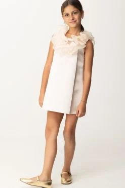 Elisabetta Franchi Bambina Abito In Duchesse con Colletto VolantLATTICE