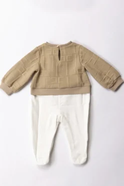 Elisabetta Franchi Bambina Tutina In Felpa con Logo EmbossedSAND/IVORY