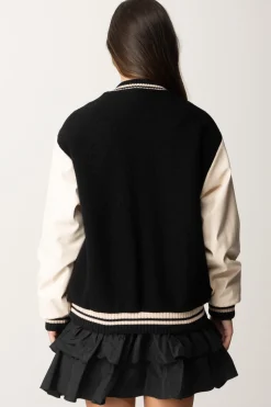 Elisabetta Franchi Bambina Bomber Bicolore con Patch 1998NERO-BURRO