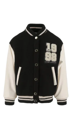 Elisabetta Franchi Bambina Bomber Bicolore con Patch 1998NERO-BURRO