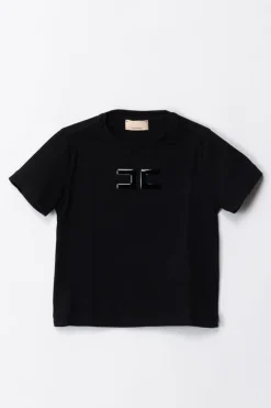 Elisabetta Franchi Bambina T-shirt Over con Applicazione Logo CcBLACK