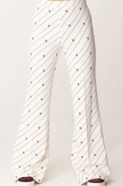 Elisabetta Franchi Bambina Pantaloni Flare Stampa Righe e LogoBURRO/NERO