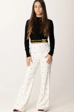 Elisabetta Franchi Bambina Pantaloni Flare Stampa Righe e LogoBURRO/NERO
