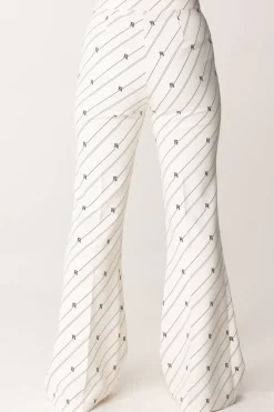 Elisabetta Franchi Bambina Pantaloni Flare Stampa Righe e LogoBURRO/NERO