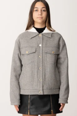 Elisabetta Franchi Bambina Giubbotto con CapuccioGRIGIO/AVORIO/ NERO