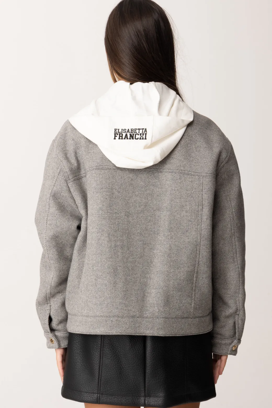 Elisabetta Franchi Bambina Giubbotto con CapuccioGRIGIO/AVORIO/ NERO