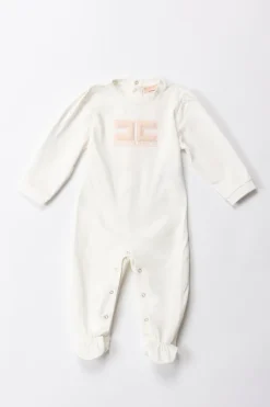 Elisabetta Franchi Bambina Tutina con Ricamo EmbossedIVORY/PORCELAIN