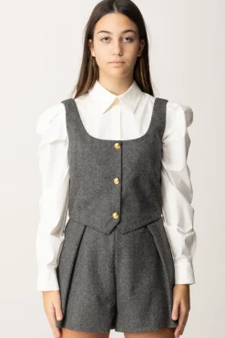 Elisabetta Franchi Bambina Tuta Corta In Lana con Inserto CamiciaAVORIO/NERO