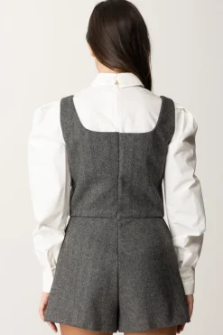 Elisabetta Franchi Bambina Tuta Corta In Lana con Inserto CamiciaAVORIO/NERO