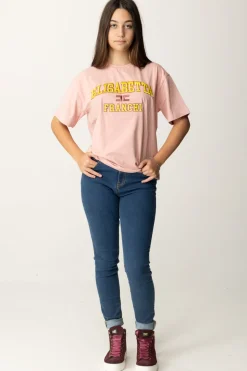 Elisabetta Franchi Bambina T-shirt Over con Ricamo Logo In Stile CollegePOWDER PINK/RICAMO MIMOSA-BLUSH