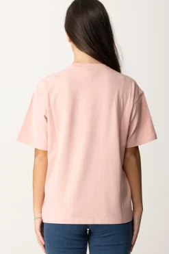 Elisabetta Franchi Bambina T-shirt Over con Ricamo Logo In Stile CollegePOWDER PINK/RICAMO MIMOSA-BLUSH