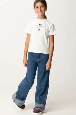 Elisabetta Franchi Bambina T-shirt con Stampa "special Series" e PlacchettaAVORIO/NERO