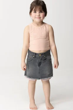 Elisabetta Franchi Bambina Canotta con Etichetta Logo Sul RetroDESERT ROSES