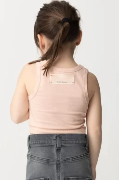 Elisabetta Franchi Bambina Canotta con Etichetta Logo Sul RetroDESERT ROSES