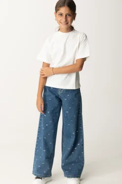 Elisabetta Franchi Bambina T-shirt con Stampa Lettering All-overPANNA CHIARO