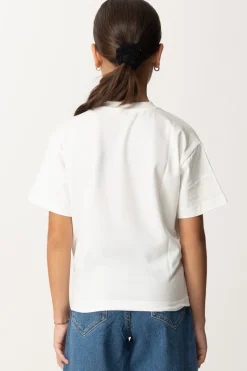 Elisabetta Franchi Bambina T-shirt con Stampa Lettering All-overPANNA CHIARO