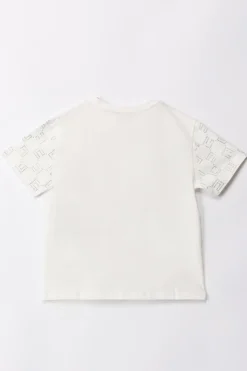 Elisabetta Franchi Bambina T-shirt con Pattern Logo In StrassLIGHT CREAM