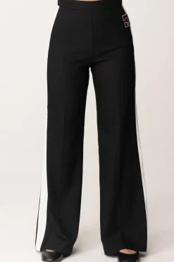 Elisabetta Franchi Bambina Pantalone con Bande Laterali e LogoNERO/AVORIO/ROUGE NOIR-AVORIO